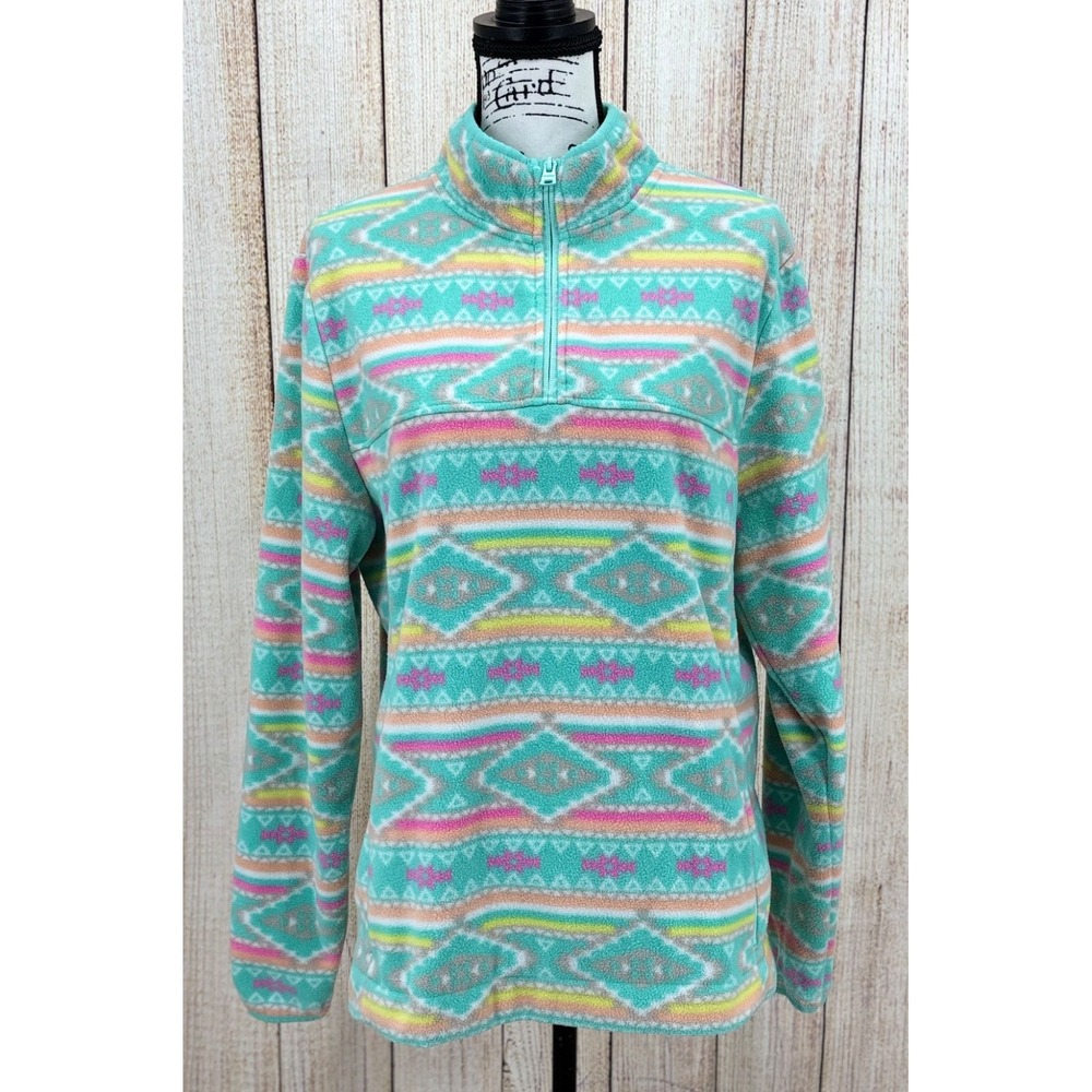 Chubbies Flame Commander Men's Size Small Fleece Pullover Fair Isle Teal Pink